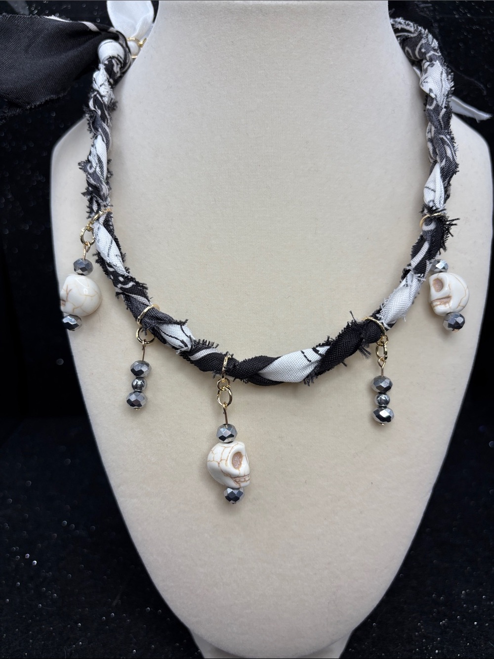 Gothic Skull Ribbon Necklace | Handmade Necklace